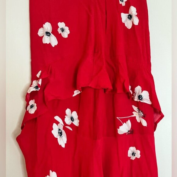 Bardot Red Floral Asymmetrical Ruffle Wrap Skirt Women’s Size 6 - Picture 7 of 15